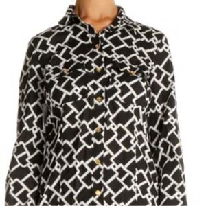 Michael Kors Black and White Geometric Blouse